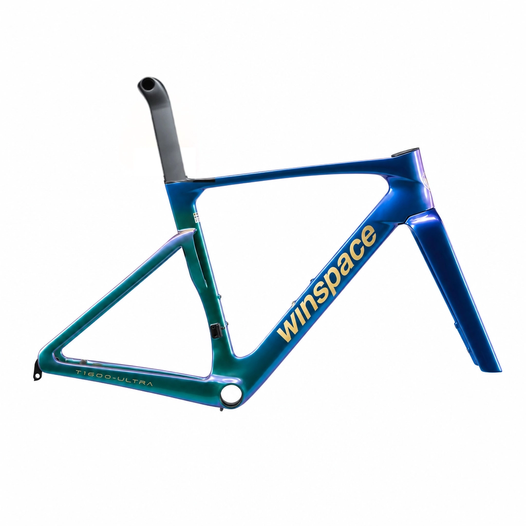 Winspace T1600 Ultra aero road frameset in Nebula Green